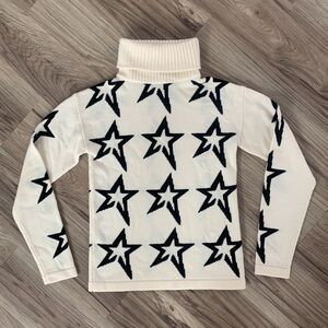 NWT Perfect Moment star merino wool sweater in snow white/black star